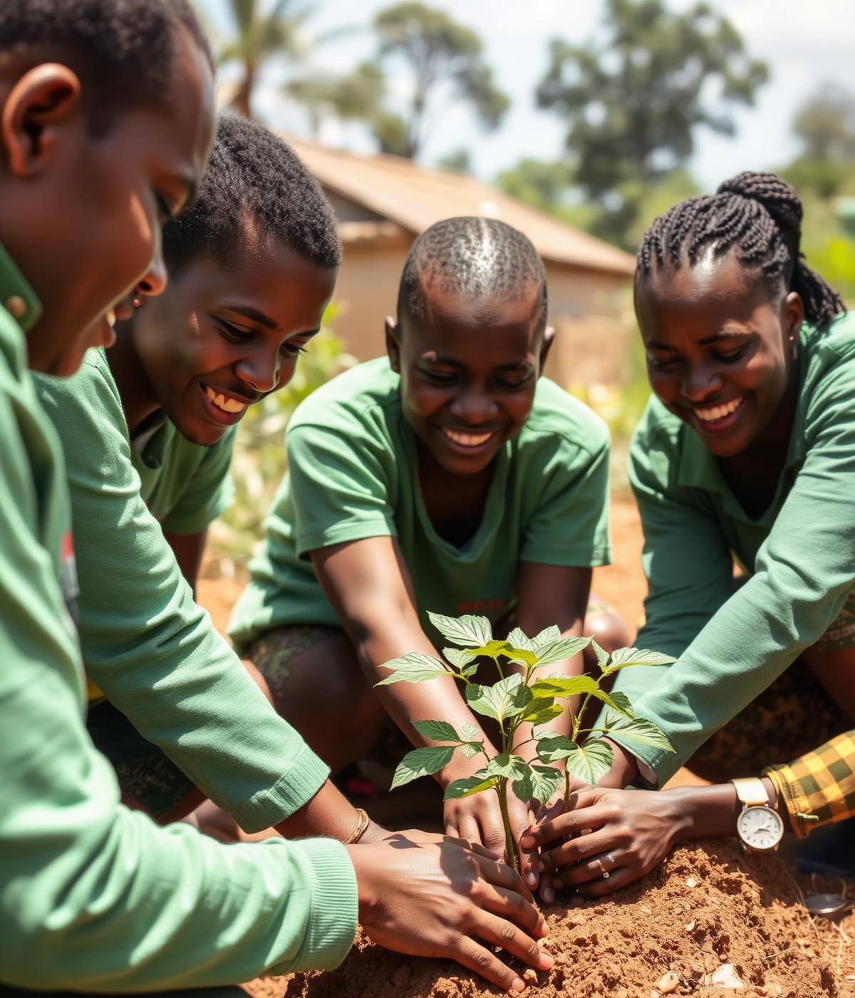 Community volunteers planting trees